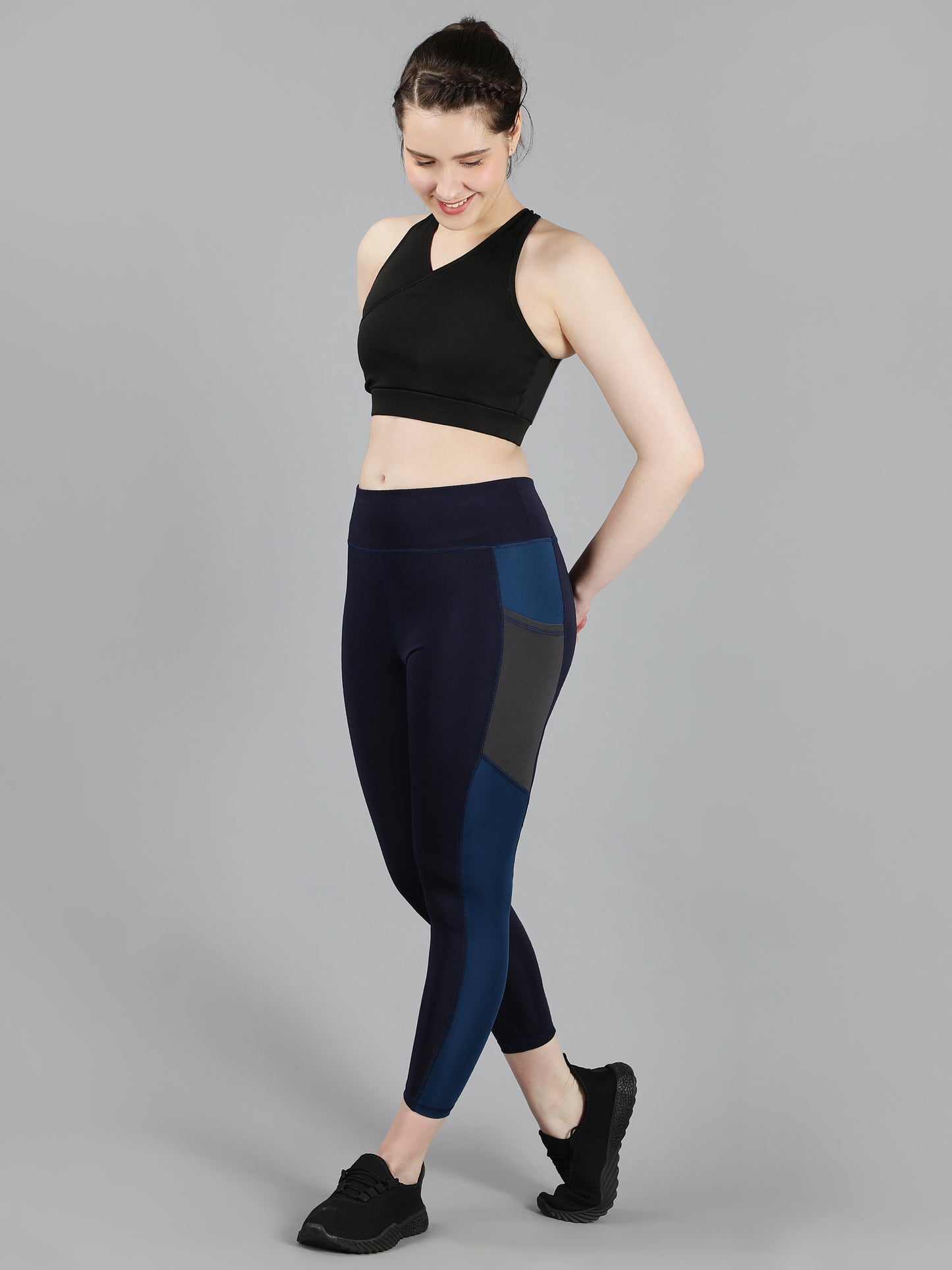 High Waisted Side Strap Leggings, Tights With Deep Side Pockets