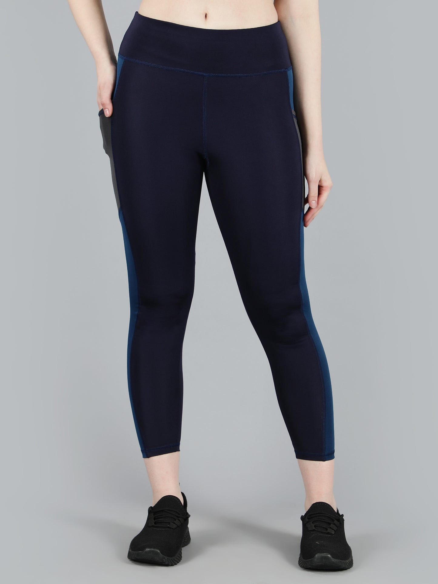 High Waisted Side Strap Leggings, Tights With Deep Side Pockets