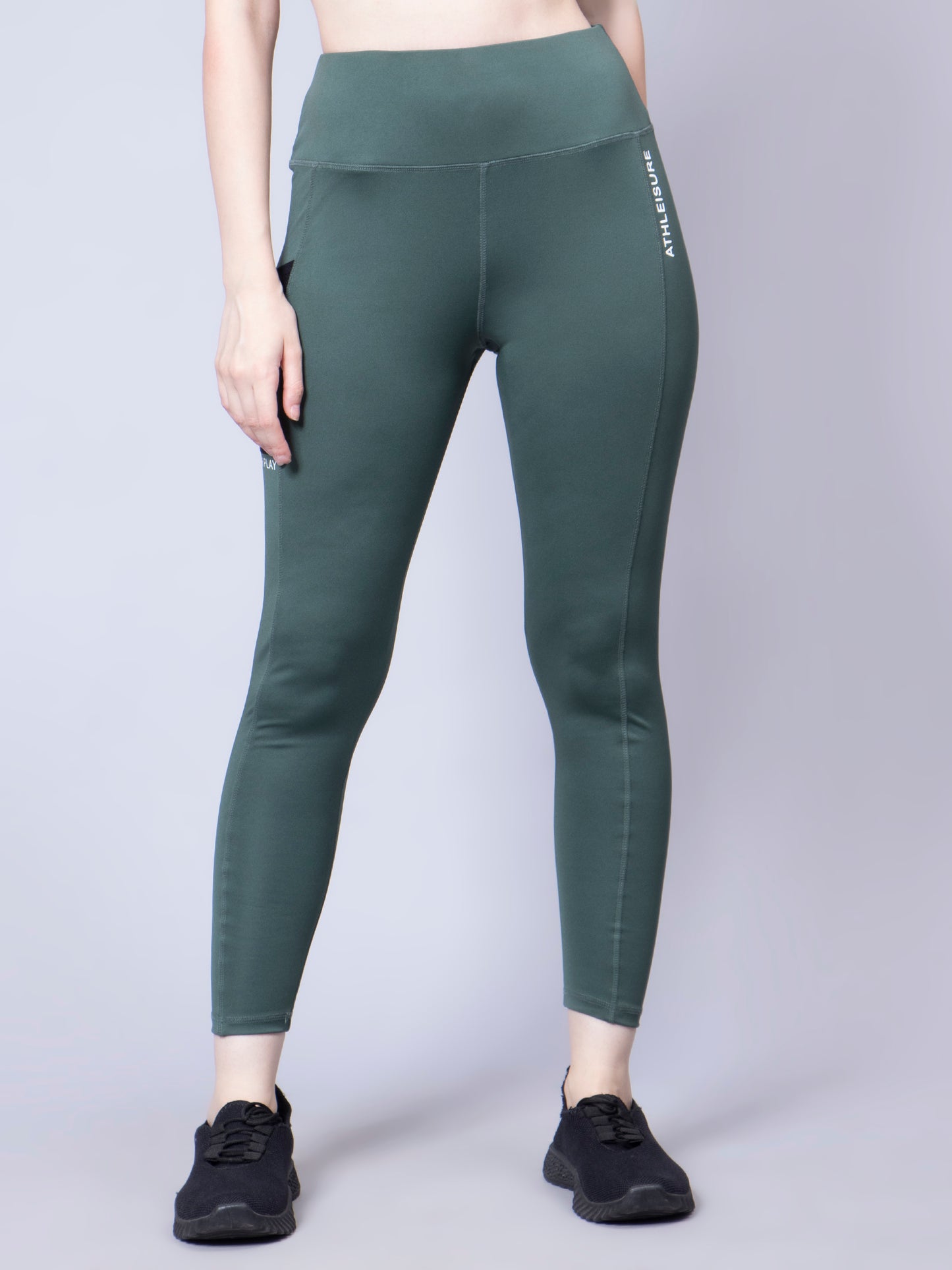 High Waist Workout Side Mesh Pocket Tights and leggings - Dust Green