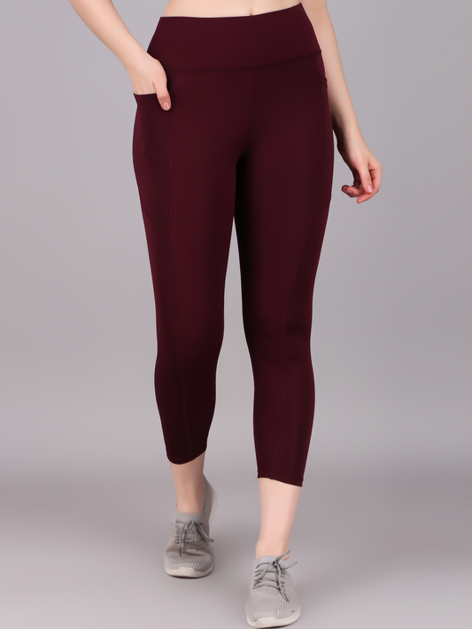 The Ultimate Solid High Waist Gym, Yoga Tights and leggings - Wine