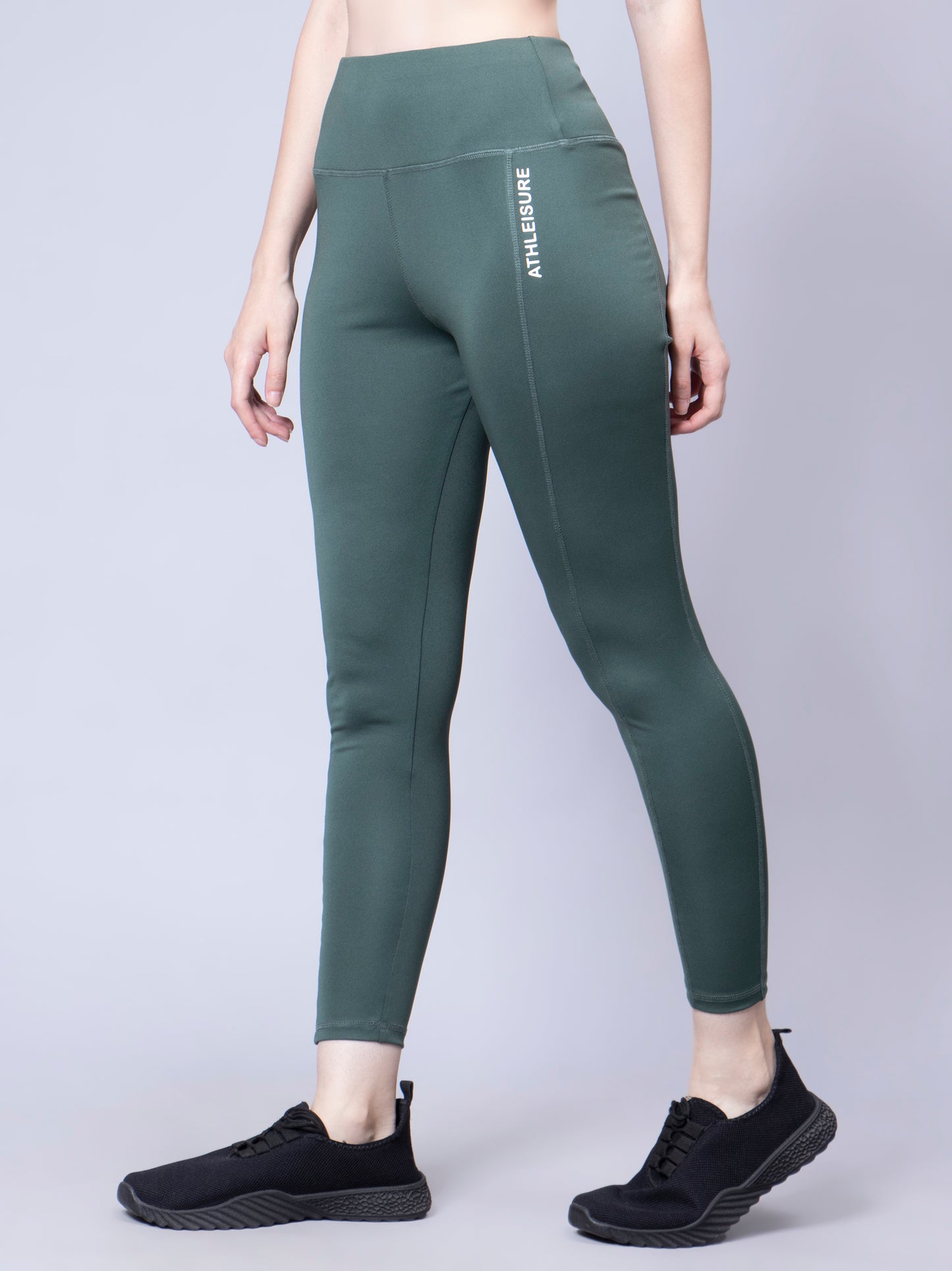 High Waist Workout Side Mesh Pocket Tights and leggings - Dust Green