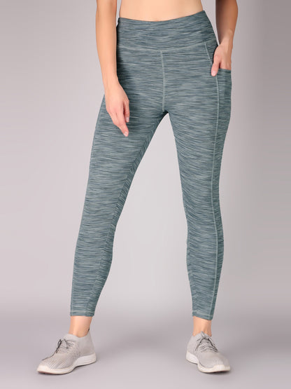 High Waisted Grey Melange Coloured Leggings With Great Support