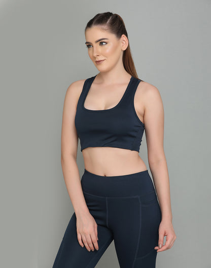 Second Skin Medium Support Sports Bra With Removable Cups - Airforce