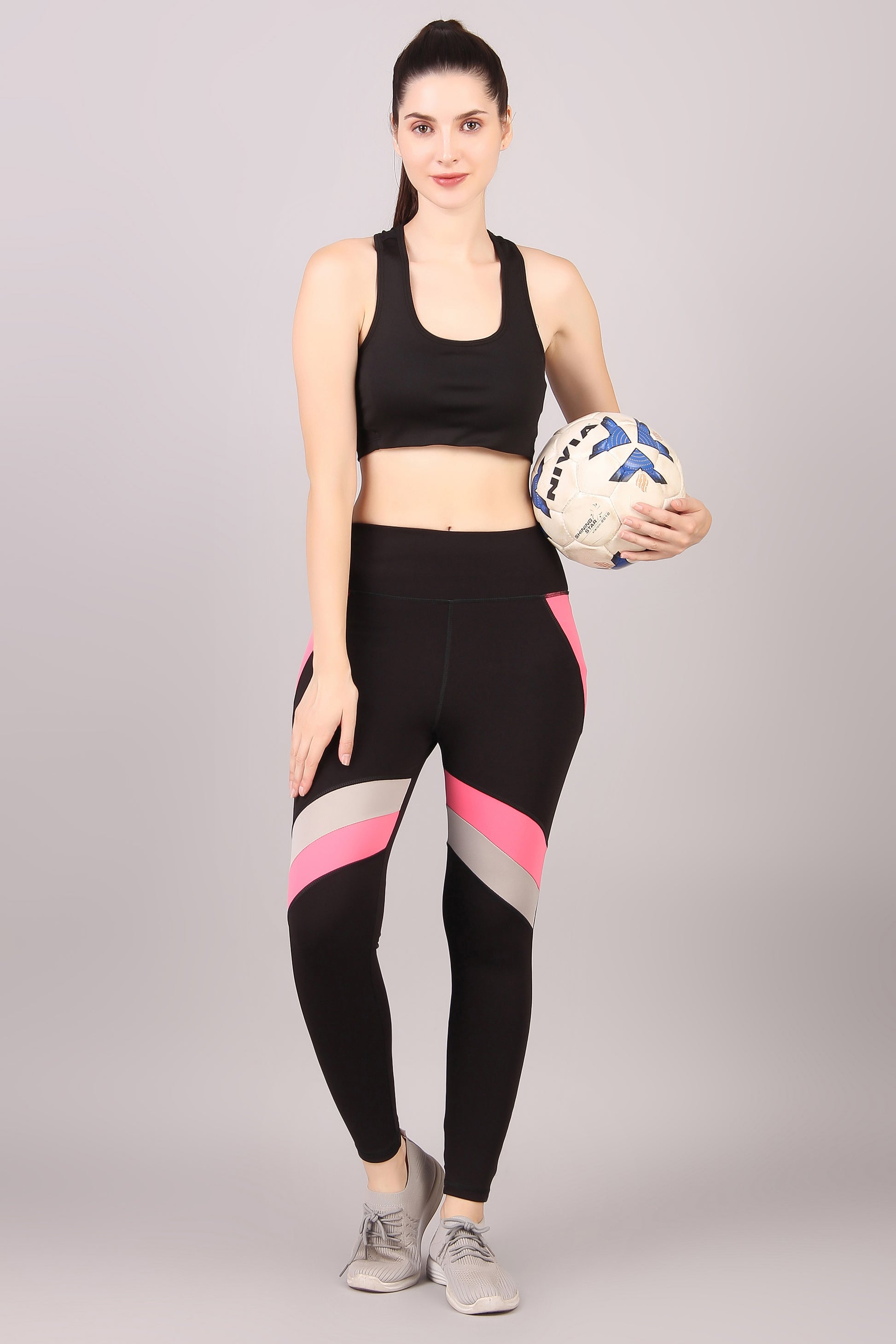 High Waisted Color Block Leggings, Tights With Great Support